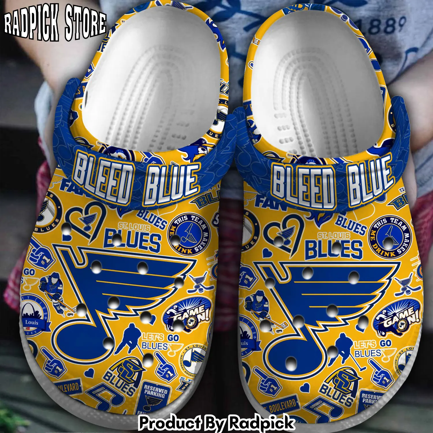 Radpick st louis blues nhl sport crocss crocband clogs shoes comfortable for men women and kids footwearelite exclusive cmq rp6521269